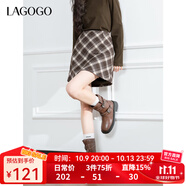 LAGOGO高腰半身裙女拉谷谷2024年冬季新款復(fù)古格紋a字短裙學(xué)院風(fēng) 混色(Y0) S