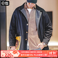 馬登工裝撞色巴爾瑪肯風(fēng)衣男美式休閑寬松中長(zhǎng)款男士大衣全天候外套秋 藏青色 【潮流上衣/高級(jí)感痞帥】 M