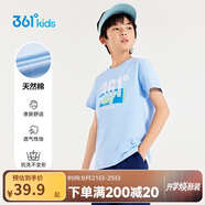 361°童裝 兒童短袖2025夏季男女童6-14歲印花短T恤 藍(lán)150