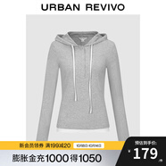 UR2025秋季新款女裝鬼馬童趣連帽抽繩撞色長袖T恤UYL450259 冷灰 S
