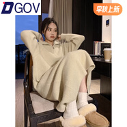 DGOV長(zhǎng)袖針織衫連衣裙女秋季2025新款配大衣寬松慵懶風(fēng)長(zhǎng)款內(nèi)搭毛衣裙 奶杏色zt M 【95-105斤】