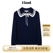 ELAND衣戀針織衫女娃娃領(lǐng)羅紋長(zhǎng)袖修身打底衫女甜美風(fēng)毛衣 藏青色(59)Navy S 160