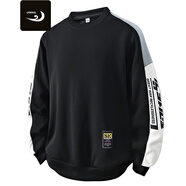 浪古 LAWKUL圓領(lǐng)衛衣男士長(cháng)袖t恤春秋季潮牌百搭休閑打底衫寬松潮流秋裝上衣 黑色 M