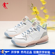 喬丹（QIAODAN）女鞋籃球鞋女2025夏透氣舒適防滑透氣高幫氣墊籃球鞋 喬丹白/海貝粉 35.5