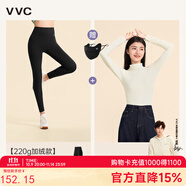 VVC打底褲女春秋新款高腰小腳鯊魚褲塑形修身顯瘦高彈瑜伽褲子 【220g絨款+奶油米肌底衣】組合 S （70-80斤）