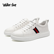 Walker Shop 時(shí)尚男鞋休閑鞋【優(yōu)質(zhì)牛皮】透氣軟底輕便運(yùn)動(dòng)板鞋百搭小白鞋男 白紅色 42