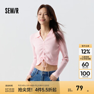 森馬針織衫女短款純色小心機(jī)抽繩24春季polo領(lǐng)修身毛衫顯瘦 夢(mèng)幻粉60356 165/88A/L