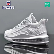 Apple蘋(píng)果大碼氣墊款男士飛織透氣運動(dòng)鞋男休閑舒適時(shí)尚潮流跑步鞋男鞋 白色 39