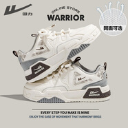 回力（Warrior）官方男鞋夏季透氣板鞋男休閑運動(dòng)鞋男厚底百搭小白鞋子男米灰色41