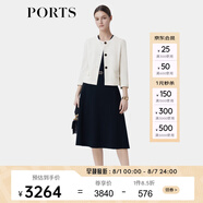 PORTS寶姿女裝商場(chǎng)同款早秋奶白色優(yōu)雅圓領(lǐng)短外套LP9J006RWQ054 奶白色 XS (2)