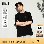 森馬[涼感抗菌]t恤男夏字母印花短袖T恤男簡(jiǎn)約男士t恤情侶短袖t恤上衣 [抗菌涼感速干]黑色90001 S
