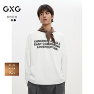 GXG男裝 多色字母發(fā)泡印花拼接面料戶外寬松長袖T恤 24年秋季 本白色 M