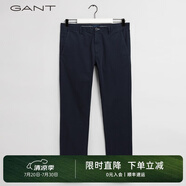 GANT甘特男士商務(wù)休閑時(shí)尚簡約通勤舒適微彈純色直筒休閑褲長褲 410海洋藍(lán)色 36