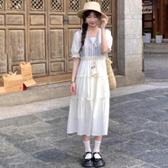 木清清大碼胖mm波西米亞條紋拼接假兩件連衣裙女夏度假風(fēng)氣質(zhì)長(cháng)裙200斤 圖片色 L 建議【100-120斤】