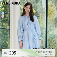 VEROMODA連衣裙2024早春新款休閑度假波西米亞九分袖短裙女 C41云朵藍色 165/84A/M