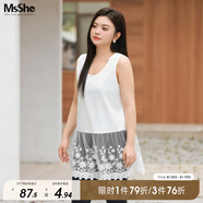 MsShe【14支糯米絨&重工釘珠】大碼女裝秋冬蕾絲花邊背心毛衣套裝 U領(lǐng)背心-純白色現貨 2XL