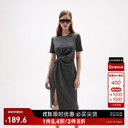 ONLY夏季時尚休閑長款開叉收腰顯瘦連衣裙女|124261004 S03 深花灰色 S
