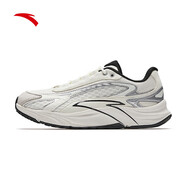 安踏（ANTA）AT681丨復古跑鞋女緩震透氣跑步鞋百搭軟底休閑鞋舒 象牙白/銀/基礎黑-3 35.5 （女5）