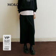 MO&Co.含精紡解構(gòu)斜襟開叉半身裙附皮帶 黑色 M 165