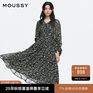 moussy 【劉亦菲同款】南法度假風碎花浪漫優(yōu)雅連衣裙028ISX33-3711 020黑色 S