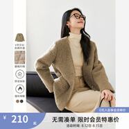 梵希蔓駝色V領(lǐng)開衫裥棉呢外套女2024年冬季新款百搭保暖毛絨大衣 M5319 駝色  L