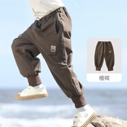 巴厘小豬男童褲子秋季2025新款女童束腳褲春秋寶寶牛仔褲長(cháng)褲兒童休閑褲 檀褐 110