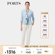 PORTS寶姿秋冬新品女裝長袖小西裝ALM8J064PWB017 霧霾藍 L (8)