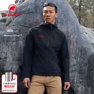 猛犸象（MAMMUT）【紅標】Macun 2.0 男士戶外防風防潑水連帽夾克外套軟殼 黑色 M