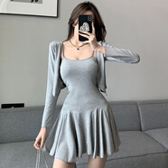 妙奕嘉吊帶連衣裙裙子女夏季套裝2025新款小個(gè)子純欲無(wú)袖短裙微胖顯瘦 性感低胸芭蕾風(fēng)短裙兩件套 L 【建議110-125斤】