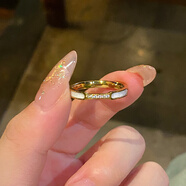 花有心柿韓式白貝母鈦鋼戒指女輕奢高級(jí)感尾戒素圈戒指2025新款爆款食指環(huán) 韓式一式白貝母戒指【金色】 6號(hào)（建議90-100斤選）