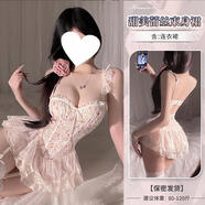 情趣內衣女大碼蕾絲吊帶睡裙交襟連衣褲三點(diǎn)漏胸情調趣味內衣性感 香檳色束身裙【帶胸墊小胸顯大】 中碼【120-160斤】