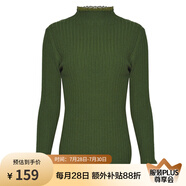 兩三事梵高文藝 青衫 蕾絲拼接半高領(lǐng)打底衫女春季復(fù)古修身內(nèi)搭針織衫 淺綠 均碼 F