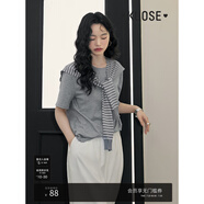 闊色（kuose）多色純棉正肩寬松T恤春夏季新款女灰色純色短袖穿搭上衣白 灰色 M