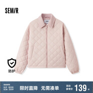 森馬（Semir）棉服女燈芯絨翻領(lǐng)菱形格復古2024冬三防寬松輕薄棉衣109724112007