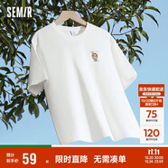 森馬（Semir）【多彩涼感T】短袖t恤女夏中長款寬松舒適刺繡上衣109324100007