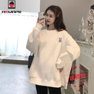 AEMAPE加絨加厚衛(wèi)衣女2025秋冬新款韓版百搭圓領(lǐng)潮ins學(xué)生休閑套頭上衣 衛(wèi)衣白色邊角小熊薄款  L _95-120斤