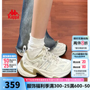 KAPPA卡帕背靠背女鞋厚底老爹鞋子女2025春季新款網(wǎng)面運動(dòng)鞋透氣跑鞋女 冬日白/銀色 38