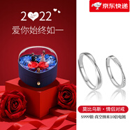 匆匆那年（Congcongnanian）【新品】莫比烏斯環(huán)戒指情侶對戒純銀一對小眾設(shè)計(jì)可調(diào)節(jié) 【藍(lán)色愛心禮盒】鑲鉆款-999純銀