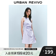 UR2025春季新款女摩登氣質(zhì)褶皺收腰顯瘦無袖連衣裙UYY750030 淡紫 L