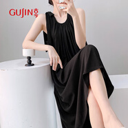 古今（GUJIN）涼感綿綢夏季上新睡裙女時尚沙灘裙國風(fēng)可外穿系帶連衣裙睡衣