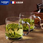 樂美雅（Luminarc）水杯玻璃杯咖啡杯耐熱微波爐可用耐高溫牛奶杯鋼化把杯380ml*2