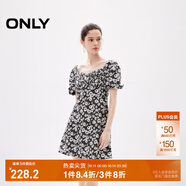 ONLY夏季時尚顯瘦泡泡袖收腰短裙連衣裙女|124207055 H15 大雛菊印花 XL (175) 92A