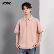摩高M(jìn)OGAO男裝25夏季短袖T恤通勤百搭寬松多色POLO衫521114206 灰粉紅 S