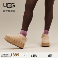 UGG冬季女士七夕甄選經(jīng)典迷你純色厚底保暖休閑短筒雪地靴1135092 SAN | 沙色 38