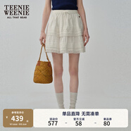 Teenie Weenie小熊春夏季法式設(shè)計(jì)感蕾絲塔克條半身裙甜美短裙女裝 A-白色 L