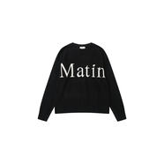 韓國代購 Matin Kim情侶款圓領(lǐng)MK字母提花針織衫毛衣上衣女25秋冬 MK大標圓領(lǐng)毛衣黑色 S 均碼