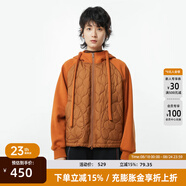 幻走（MOVEUP）2024冬季新款.FUN系列連帽趣味繡花設計師短款棉外套女 橡木棕 L