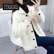 WNBR高端仿貂絨外套女2025秋冬新款時(shí)尚百搭小個(gè)子保暖毛呢開(kāi)衫上衣 杏色 S 【建議80-95斤】