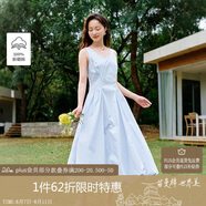 茵曼（INMAN）歐若風(fēng)無袖連衣裙2025夏季女裝新款a字背心裙 迷霧藍(lán)-W18528546 L