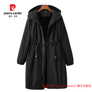 皮爾卡丹（pierre cardin）品牌高檔羽絨棉服女冬裝加絨派克服胖mm加肥大280斤加厚風(fēng)衣200斤 黑色加絨風(fēng)衣 XL (100-140斤)